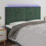 Headboard with LED lights dark green velvet 160x5x118/128 cm by , Headboards and footboards - Ref: Foro24-3122621, Price: 118...