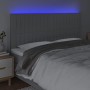 Kopfteil mit LED-Leuchten aus hellgrauem Stoff, 160 x 5 x 118/128 cm von , Kopf- und Fußteile - Ref: Foro24-3122668, Preis: 1...