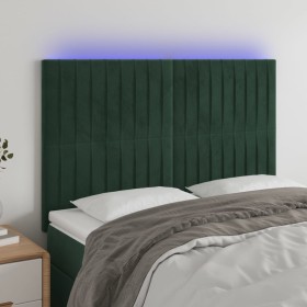 Cabecero con luces LED terciopelo verde oscuro 144x5x118/128 cm de , Cabeceros y pies de cama - Ref: Foro24-3122713, Precio: ...