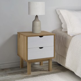 OTTA pine wood brown and white bedside table 45x39x57 cm by vidaXL, Nightstands - Ref: Foro24-348578, Price: 69,99 €, Discoun...