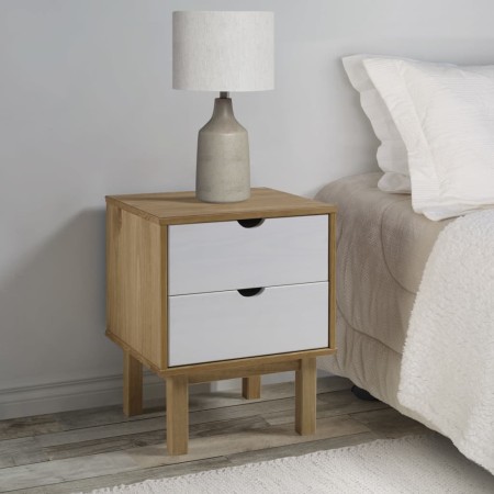 OTTA pine wood brown and white bedside table 45x39x57 cm by vidaXL, Nightstands - Ref: Foro24-348578, Price: 68,01 €, Discoun...