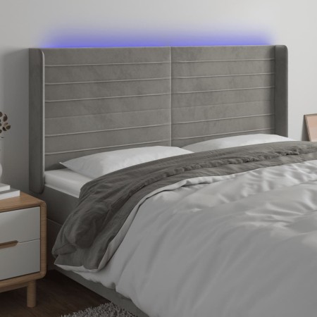 Cabecero con LED de terciopelo gris claro 163x16x118/128 cm de , Cabeceros y pies de cama - Ref: Foro24-3124242, Precio: 131,...