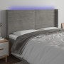 Light gray velvet headboard with LED 163x16x118/128 cm by , Headboards and footboards - Ref: Foro24-3124242, Price: 130,49 €,...