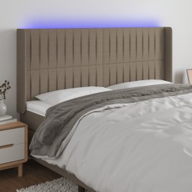 Headboard with LED in taupe gray fabric 163x16x118/128 cm by , Headboards and footboards - Ref: Foro24-3124296, Price: 127,99...