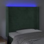 Dark green velvet headboard with LED 83x16x118/128 cm by , Headboards and footboards - Ref: Foro24-3124221, Price: 77,99 €, D...