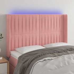 Cabecero con LED de terciopelo rosa 147x16x118/128 cm de , Cabeceros y pies de cama - Ref: Foro24-3124339, Precio: 129,99 €, ...