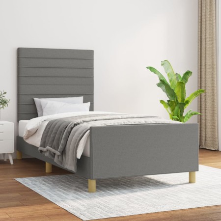 Bed frame with headboard in dark gray fabric 80x200 cm by , Beds and slatted bases - Ref: Foro24-3125091, Price: 151,78 €, Di...