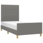 Bed frame with headboard in dark gray fabric 100x200 cm by , Beds and slatted bases - Ref: Foro24-3125196, Price: 158,84 €, D...