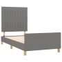 Bed frame with headboard in dark gray fabric 100x200 cm by , Beds and slatted bases - Ref: Foro24-3125196, Price: 158,84 €, D...