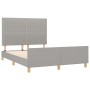 Light gray fabric bed frame with headboard 140x200 cm by , Beds and slatted bases - Ref: Foro24-3125219, Price: 225,63 €, Dis...