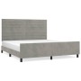 Bed frame with light gray velvet headboard 160x200cm by , Beds and slatted bases - Ref: Foro24-3125824, Price: 233,20 €, Disc...