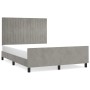 Bed frame with light gray velvet headboard 140x190cm by , Beds and slatted bases - Ref: Foro24-3125879, Price: 226,37 €, Disc...