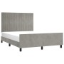 Bed frame with light gray velvet headboard 140x190cm by , Beds and slatted bases - Ref: Foro24-3125879, Price: 226,37 €, Disc...