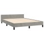 Bed frame with light gray velvet headboard 140x190cm by , Beds and slatted bases - Ref: Foro24-3125879, Price: 226,37 €, Disc...