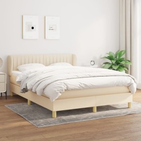 Box spring bed with cream fabric mattress 140x190 cm by , Beds and slatted bases - Ref: Foro24-3126962, Price: 440,99 €, Disc...