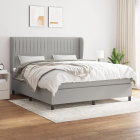 Box spring bed with light gray fabric mattress 160x200 cm by , Beds and slatted bases - Ref: Foro24-3128133, Price: 596,99 €,...