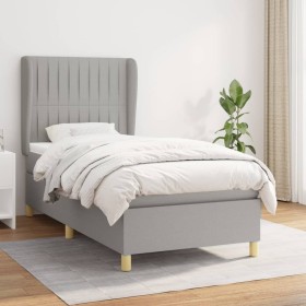 Cama box spring con colchón tela gris claro 100x200 cm de , Camas y somieres - Ref: Foro24-3128661, Precio: 372,99 €, Descuen...