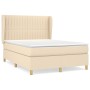 Cama box spring con colchón tela color crema 140x190 cm de , Camas y somieres - Ref: Foro24-3128682, Precio: 540,33 €, Descue...