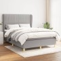 Box spring bed with light gray fabric mattress 140x190 cm by , Beds and slatted bases - Ref: Foro24-3128677, Price: 518,67 €,...