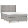 Box spring bed with light gray fabric mattress 140x190 cm by , Beds and slatted bases - Ref: Foro24-3128677, Price: 518,67 €,...