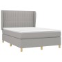 Box spring bed with light gray fabric mattress 140x190 cm by , Beds and slatted bases - Ref: Foro24-3128677, Price: 518,67 €,...