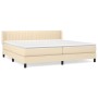 Cama box spring con colchón tela color crema 200x200 cm de , Camas y somieres - Ref: Foro24-3129902, Precio: 622,76 €, Descue...