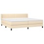 Cama box spring con colchón tela color crema 200x200 cm de , Camas y somieres - Ref: Foro24-3129902, Precio: 622,76 €, Descue...