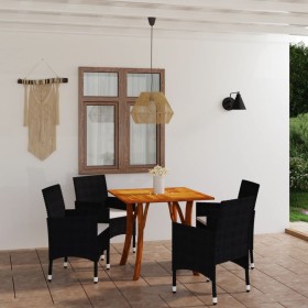 Juego de comedor para jardín de 5 piezas negro de vidaXL, Conjuntos de jardín - Ref: Foro24-3071853, Precio: 340,74 €, Descue...