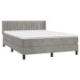 Cama box spring con colchón terciopelo gris claro 140x190 cm de , Camas y somieres - Ref: Foro24-3131075, Precio: 428,82 €, D...