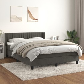 Box spring bed with dark gray velvet mattress 140x200 cm by , Beds and slatted bases - Ref: Foro24-3131082, Price: 436,27 €, ...