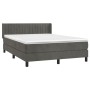 Box spring bed with dark gray velvet mattress 140x200 cm by , Beds and slatted bases - Ref: Foro24-3131082, Price: 443,43 €, ...