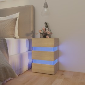 Bedside table LED light Sonoma engineered wood 45x35x67 cm by vidaXL, Nightstands - Ref: Foro24-326843, Price: 121,97 €, Disc...