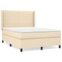 Cama box spring con colchón tela color crema 140x200 cm de , Camas y somieres - Ref: Foro24-3131598, Precio: 524,39 €, Descue...