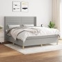 Box spring bed with light gray fabric mattress 160x200 cm by , Beds and slatted bases - Ref: Foro24-3132081, Price: 580,96 €,...