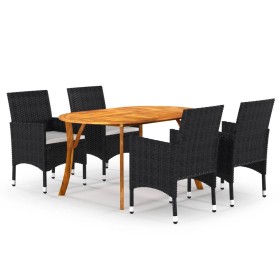 Juego de comedor para jardín de 5 piezas negro de vidaXL, Conjuntos de jardín - Ref: Foro24-3071983, Precio: 453,11 €, Descue...