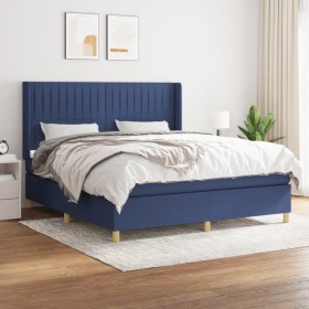 Box spring bed with blue fabric mattress 160x200 cm by , Beds and slatted bases - Ref: Foro24-3132167, Price: 579,63 €, Disco...