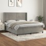 Cama box spring con colchón terciopelo gris claro 160x200 cm de , Camas y somieres - Ref: Foro24-3132747, Precio: 573,12 €, D...