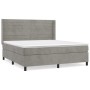 Cama box spring con colchón terciopelo gris claro 160x200 cm de , Camas y somieres - Ref: Foro24-3132747, Precio: 573,12 €, D...