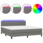 Cama box spring colchón y luces LED tela gris oscuro 160x200 cm de , Camas y somieres - Ref: Foro24-3133246, Precio: 487,40 €...