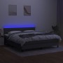 Box spring bed mattress and LED lights dark gray fabric 160x200 cm by , Beds and slatted bases - Ref: Foro24-3133246, Price: ...