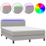 Cama box spring colchón y luces LED tela gris claro 140x200 cm de , Camas y somieres - Ref: Foro24-3133317, Precio: 440,57 €,...