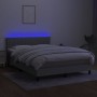 Box spring bed mattress and LED lights light gray fabric 140x200 cm by , Beds and slatted bases - Ref: Foro24-3133317, Price:...