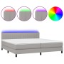 Cama box spring con colchón tela y LED gris claro 200x200 cm de , Camas y somieres - Ref: Foro24-3133341, Precio: 575,67 €, D...