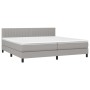 Cama box spring con colchón tela y LED gris claro 200x200 cm de , Camas y somieres - Ref: Foro24-3133341, Precio: 575,67 €, D...