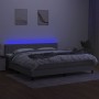 Cama box spring con colchón tela y LED gris claro 200x200 cm de , Camas y somieres - Ref: Foro24-3133341, Precio: 575,67 €, D...