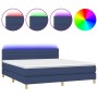 Cama box spring con colchón y LED tela azul 160x200 cm de , Camas y somieres - Ref: Foro24-3133811, Precio: 479,16 €, Descuen...