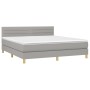 Cama box spring con colchón tela y LED gris claro 160x200 cm de , Camas y somieres - Ref: Foro24-3133805, Precio: 496,72 €, D...