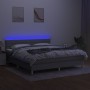 Cama box spring con colchón tela y LED gris claro 160x200 cm de , Camas y somieres - Ref: Foro24-3133805, Precio: 496,72 €, D...