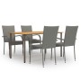 5 Piece Gray Rattan Garden Dining Furniture Set by vidaXL, Garden sets - Ref: Foro24-3072493, Price: 332,68 €, Discount: %