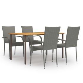 Set de muebles de comedor de jardín 5 piezas de ratán gris de vidaXL, Conjuntos de jardín - Ref: Foro24-3072493, Precio: 332,...